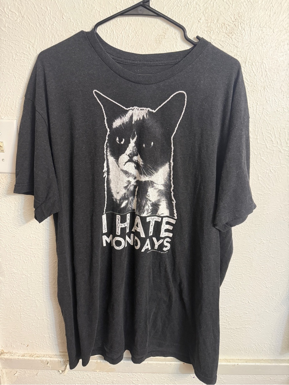 I Hate Mondays Black Grumpy Cat Graphic Pet Lover T‑Shirt